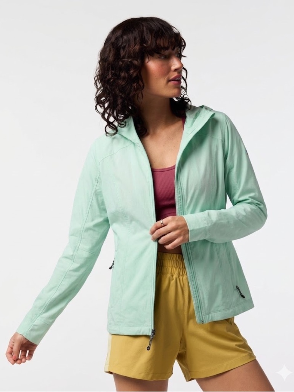 Kuhl Projekt Rain Jacket Windbreaker 
Mint Green Hooded Nylon Lightweight